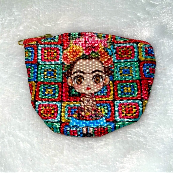 New Frida Kahlo Mexican cartoon coin change purse girls women’s money wallet - Picture 7 of 7